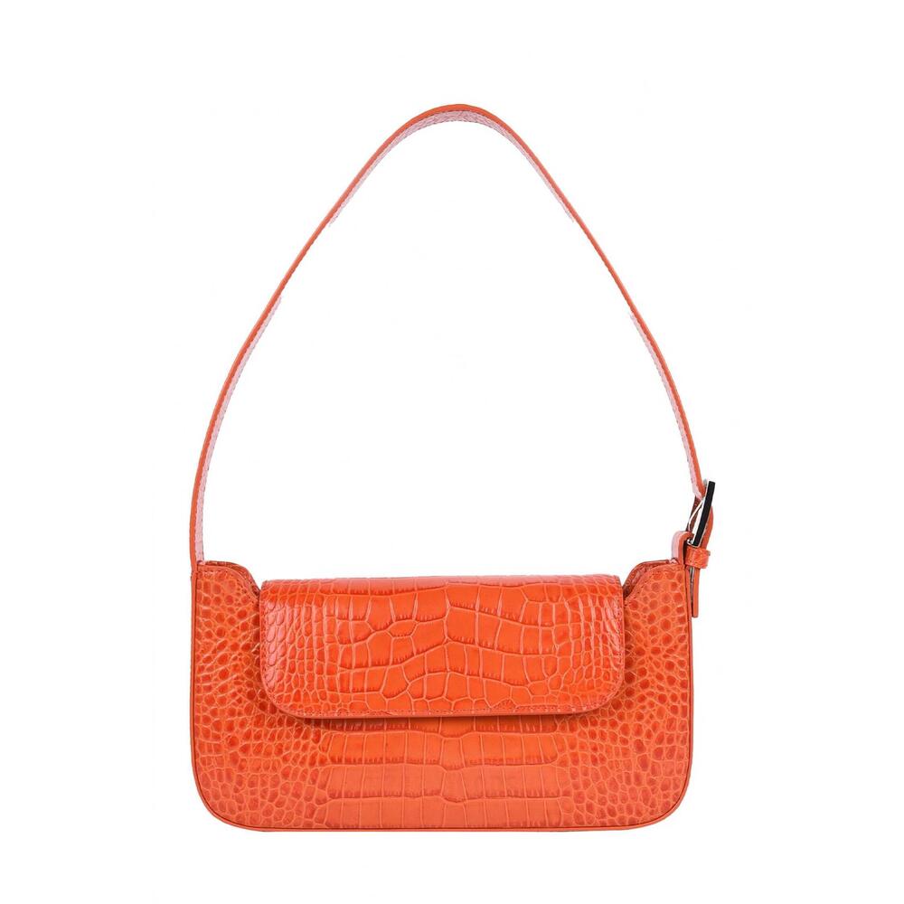 NEW HYER GOODS women's buckle bag handbag in orange croco leather